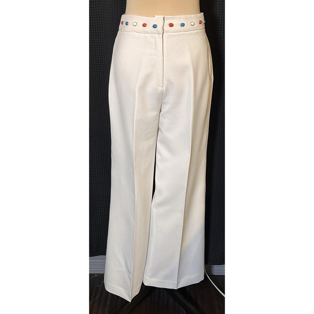 Vintage Sir James 60s 70s Polyester Pant Suit Dagger Flare Disco Mod Rockabilly - Picture 9 of 14